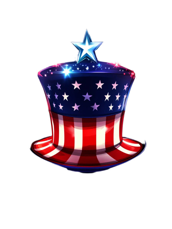 Patriotic Hat Illustration Vinyl Car Decal Sticker – Waterproof & UV-Resistant 8"