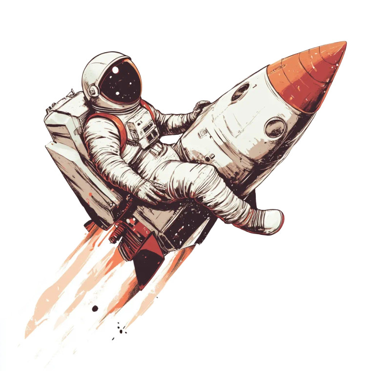 Astronaut On Rocket V6 Vinyl Car Decal Sticker – Waterproof & UV-Resistant 8"