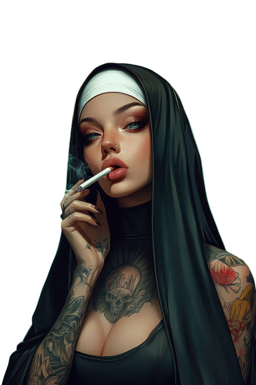 Smoking Nun Anime Vinyl Car Decal Sticker – Waterproof & UV-Resistant 8"