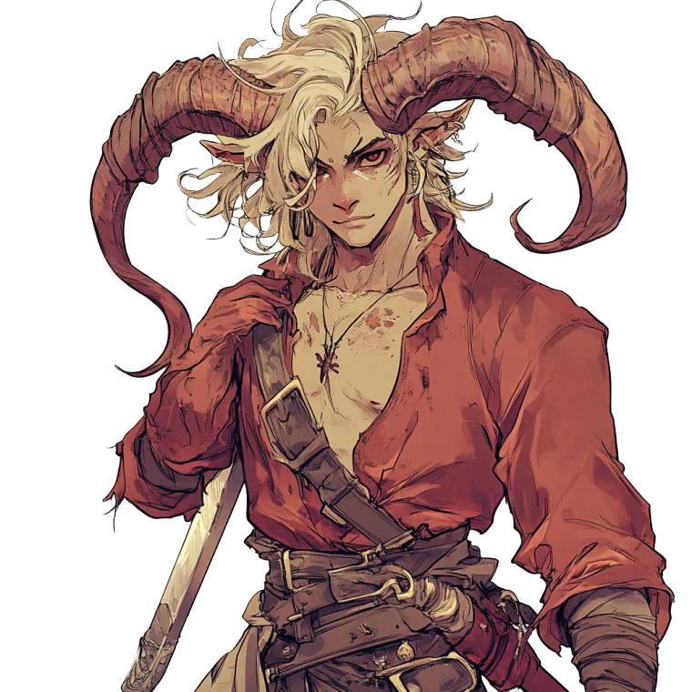 Pirate Tiefling Art Vinyl Car Decal Sticker – Waterproof & UV-Resistant 8"