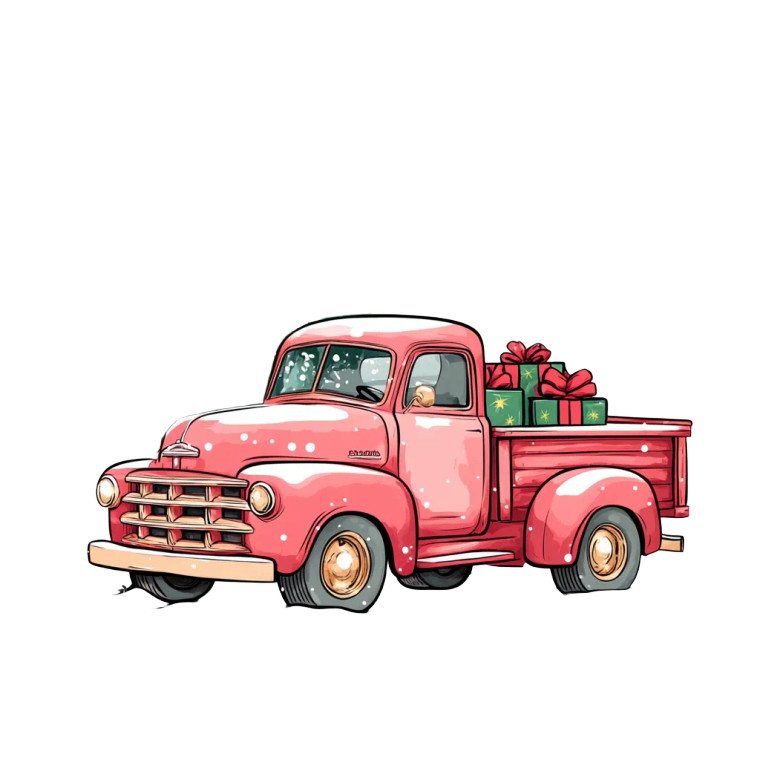 Christmas Pink Truck Vinyl Car Decal Sticker – Waterproof & UV-Resistant 8"