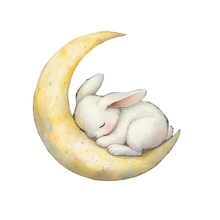 Sleepy Bunny Moon Vinyl Car Decal Sticker – Waterproof & UV-Resistant 8"