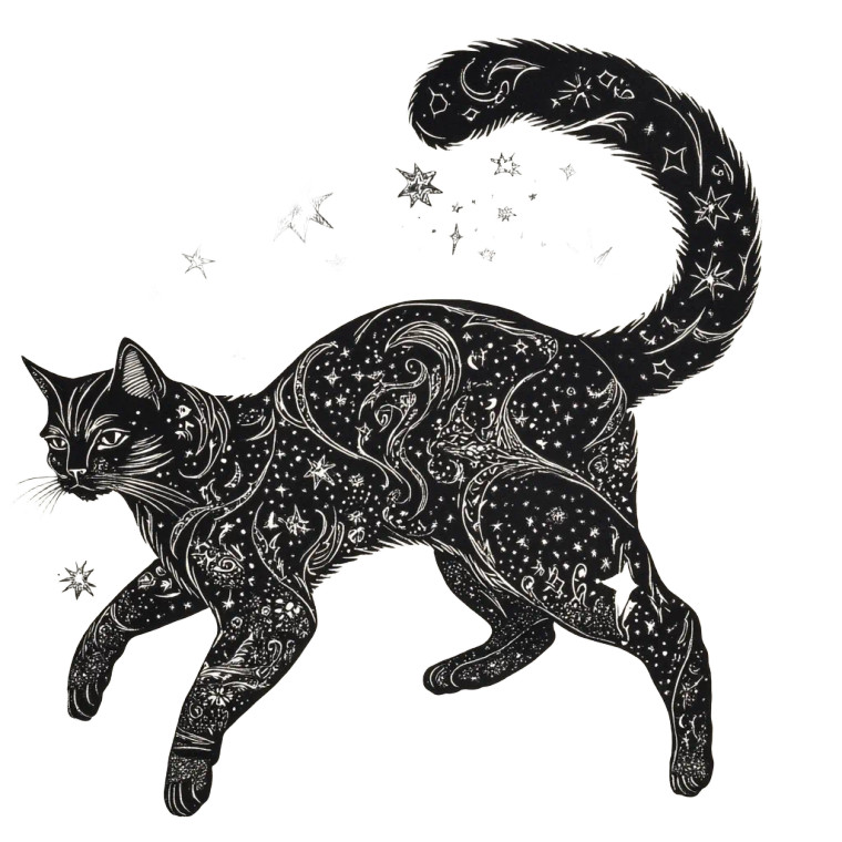 Cosmic Leaping Cat Vinyl Car Decal Sticker – Waterproof & UV-Resistant 8"