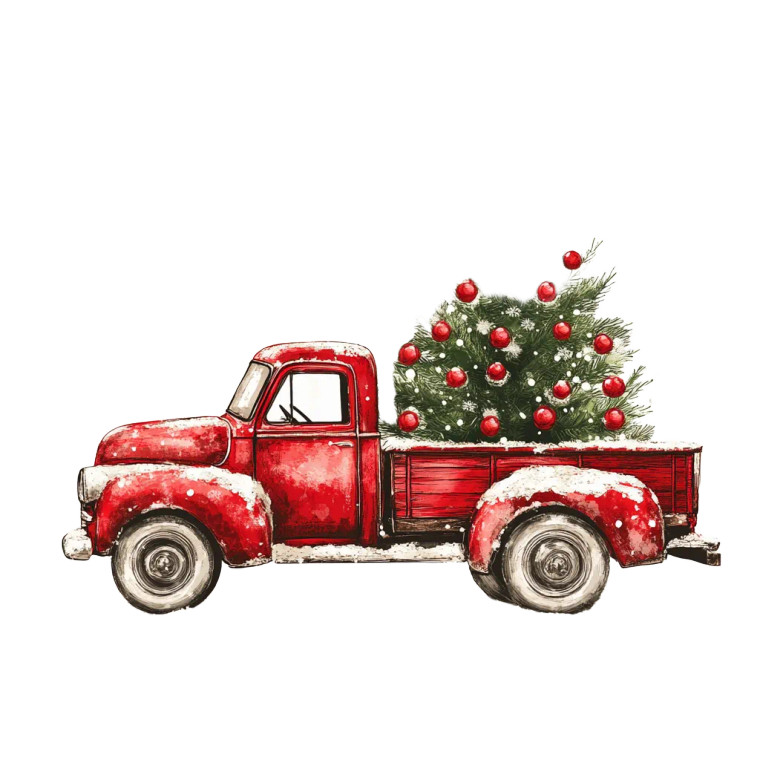 Red Retro Truck Vinyl Car Decal Sticker – Waterproof & UV-Resistant 8"