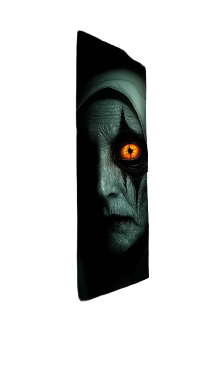 Terrifying Nun Close-Up Vinyl Car Decal Sticker – Waterproof & UV-Resistant 8"