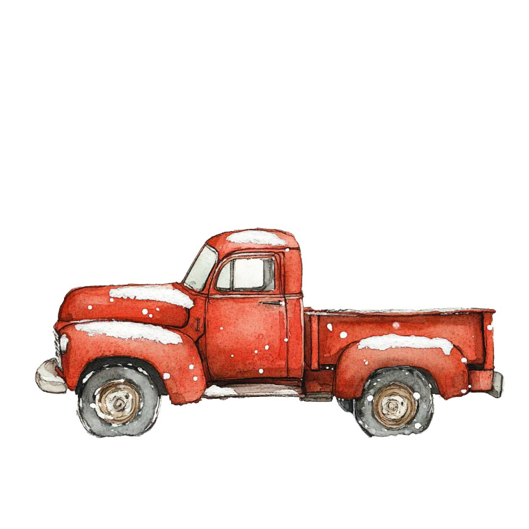 Vintage Christmas Truck V21 Vinyl Car Decal Sticker – Waterproof & UV-Resistant 8"