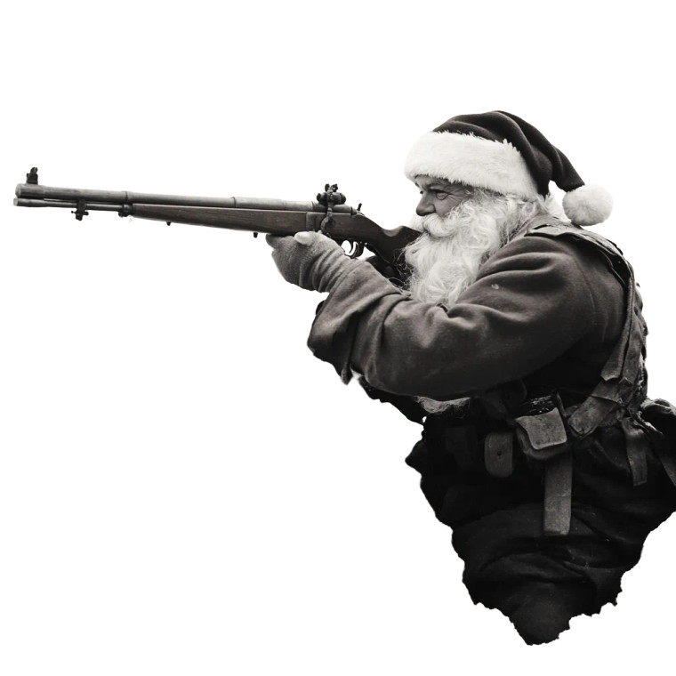 Santa In Trenches Vinyl Car Decal Sticker – Waterproof & UV-Resistant 8"
