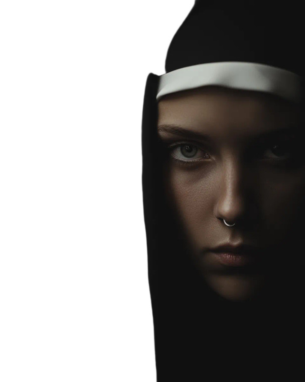 Nun With Piercing Vinyl Car Decal Sticker – Waterproof & UV-Resistant 8"