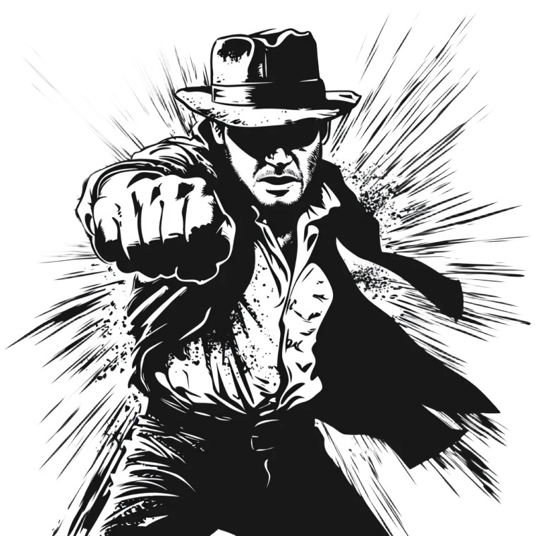 Indiana Jones Punching Vinyl Car Decal Sticker – Waterproof & UV-Resistant 8"
