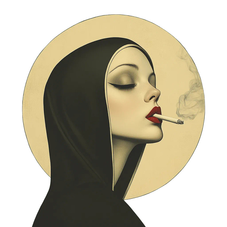 Smoking Nun Portrait V3 Vinyl Car Decal Sticker – Waterproof & UV-Resistant 8"