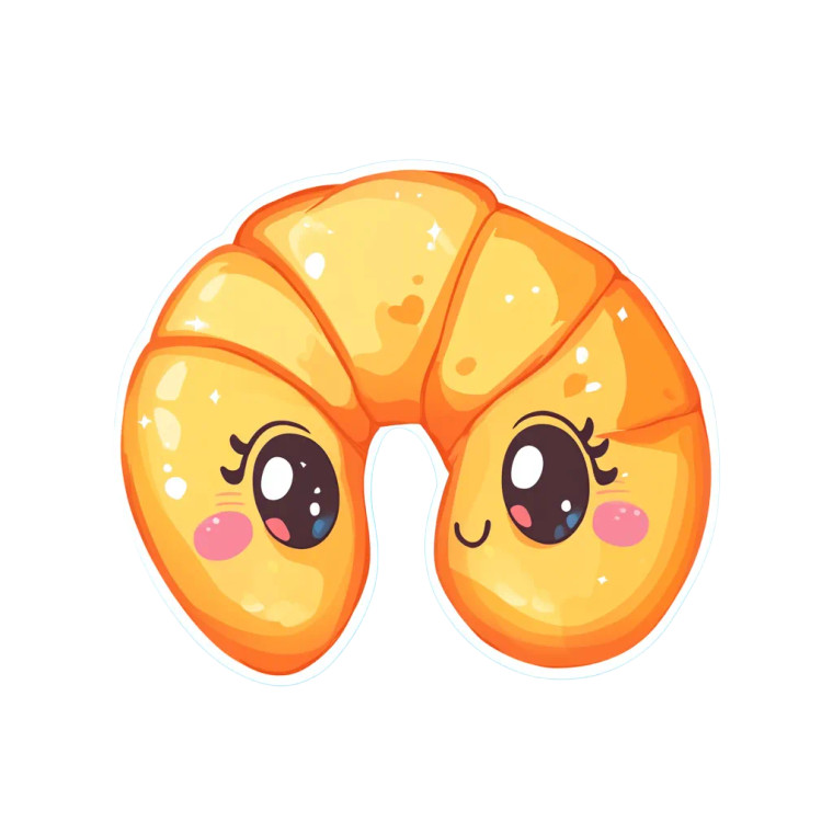 Kawaii Croissant Sticker Vinyl Car Decal Sticker – Waterproof & UV-Resistant 8"