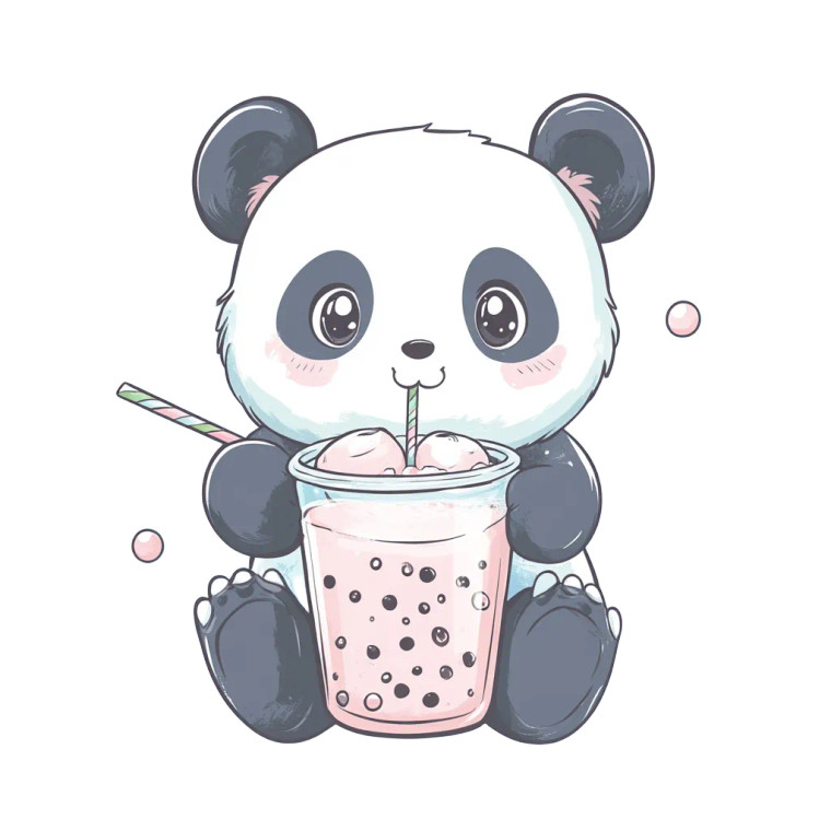 Panda Bubble Tea Vinyl Car Decal Sticker – Waterproof & UV-Resistant 8"