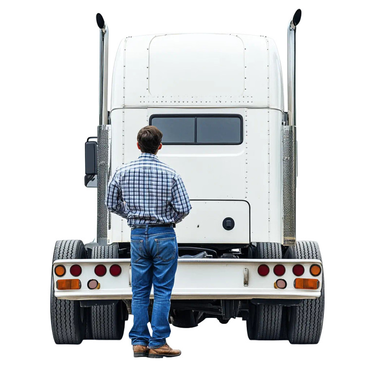 Truck Driver Looking Vinyl Car Decal Sticker – Waterproof & UV-Resistant 8"