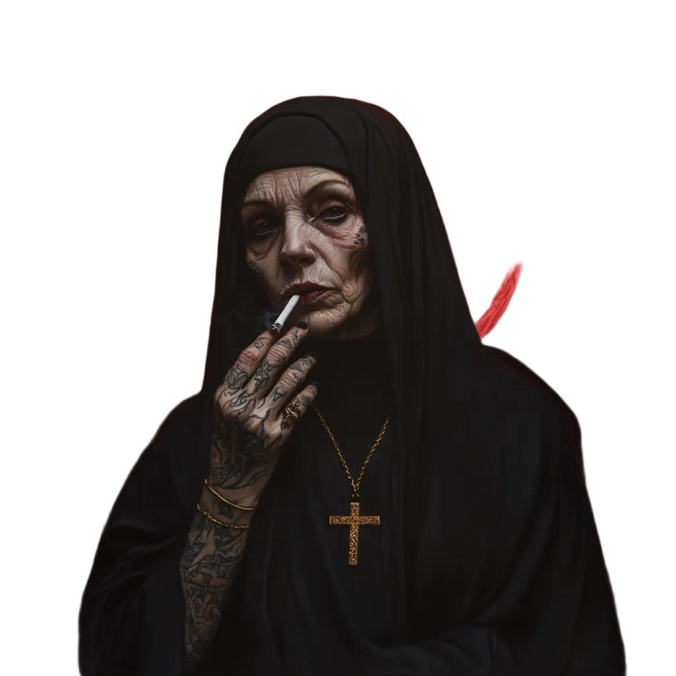 Gothic Tattooed Nun V27 Vinyl Car Decal Sticker – Waterproof & UV-Resistant 8"