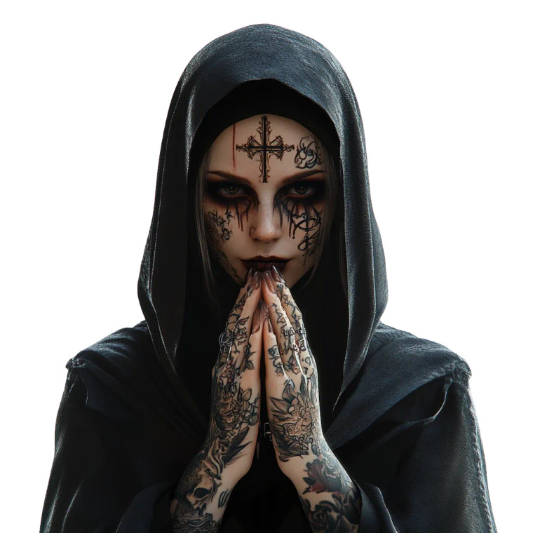 Satanic Punk Nun Vinyl Car Decal Sticker – Waterproof & UV-Resistant 8"