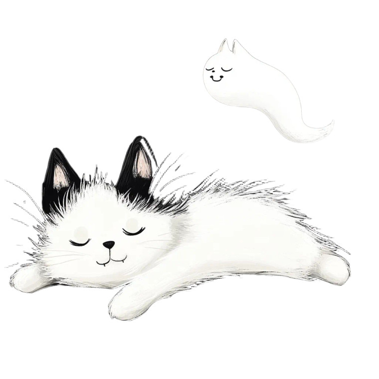 Sleeping Cat Ghost Vinyl Car Decal Sticker – Waterproof & UV-Resistant 8"