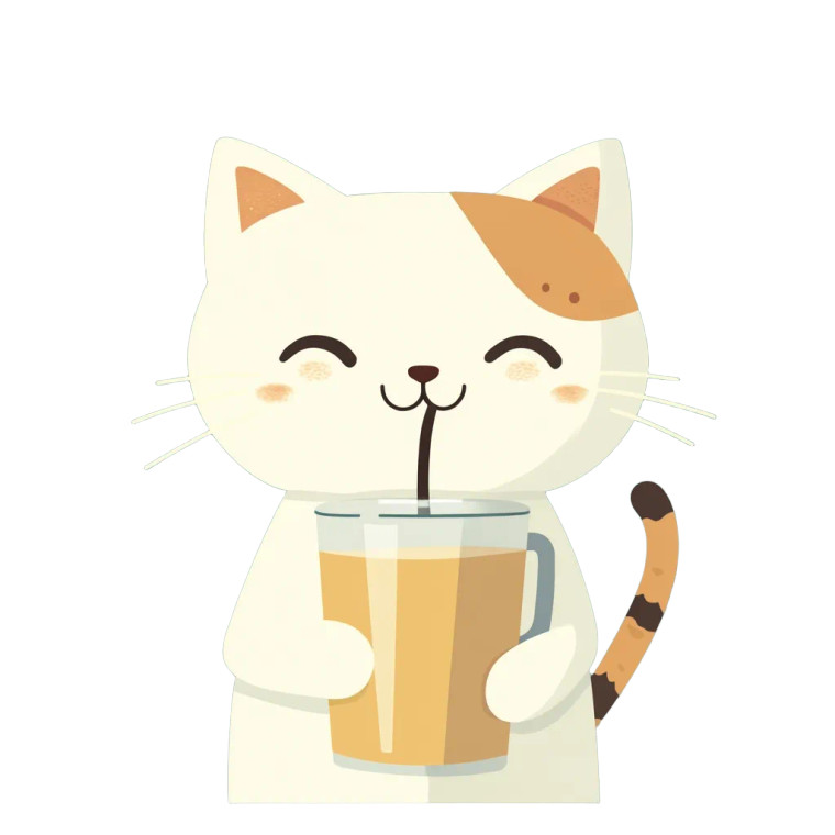 Cat With Tea Vinyl Car Decal Sticker – Waterproof & UV-Resistant 8"