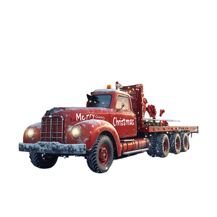 Christmas Truck Scene V8 Vinyl Car Decal Sticker – Waterproof & UV-Resistant 8"