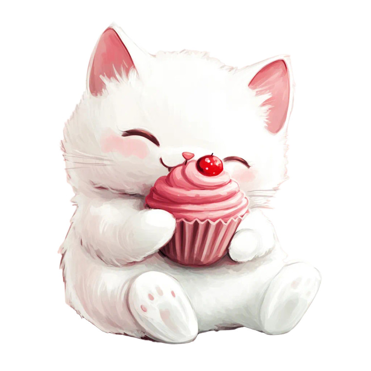 Kawaii Cat Cupcake Vinyl Car Decal Sticker – Waterproof & UV-Resistant 8"