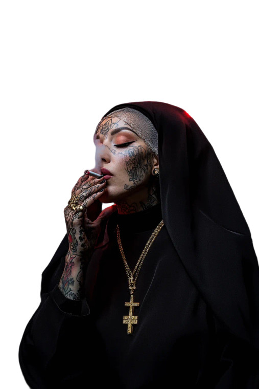 Gothic Tattooed Nun V25 Vinyl Car Decal Sticker – Waterproof & UV-Resistant 8"