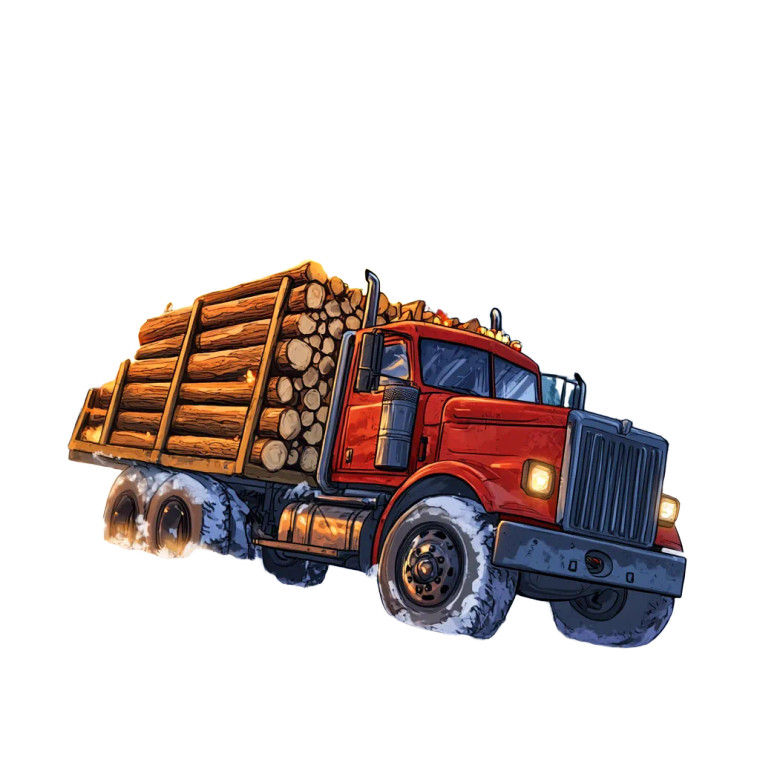 Burning Log Truck Vinyl Car Decal Sticker – Waterproof & UV-Resistant 8"