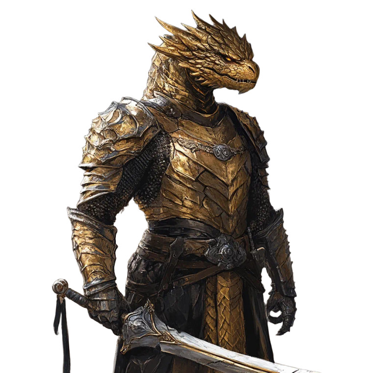 Golden Dragonborn Warrior V6 Vinyl Car Decal Sticker – Waterproof & UV-Resistant 8"