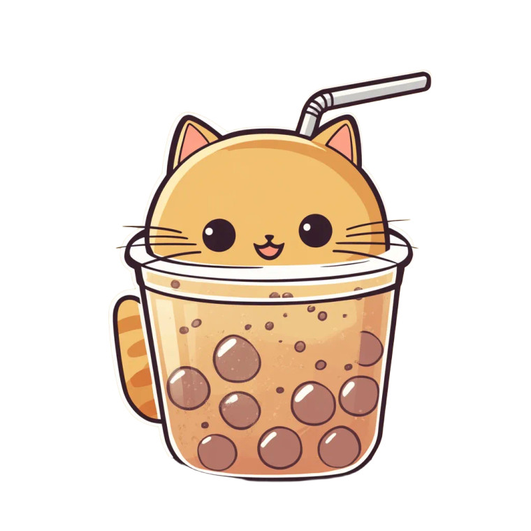 Cartoon Cat Tea Vinyl Car Decal Sticker – Waterproof & UV-Resistant 8"