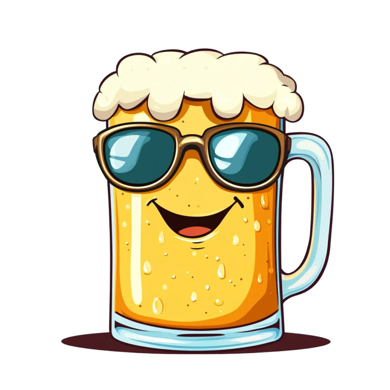 Cartoon Beer Mug V4 Vinyl Car Decal Sticker – Waterproof & UV-Resistant 8"