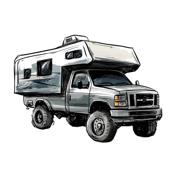 Modern Camper Truck Vinyl Car Decal Sticker – Waterproof & UV-Resistant 8"