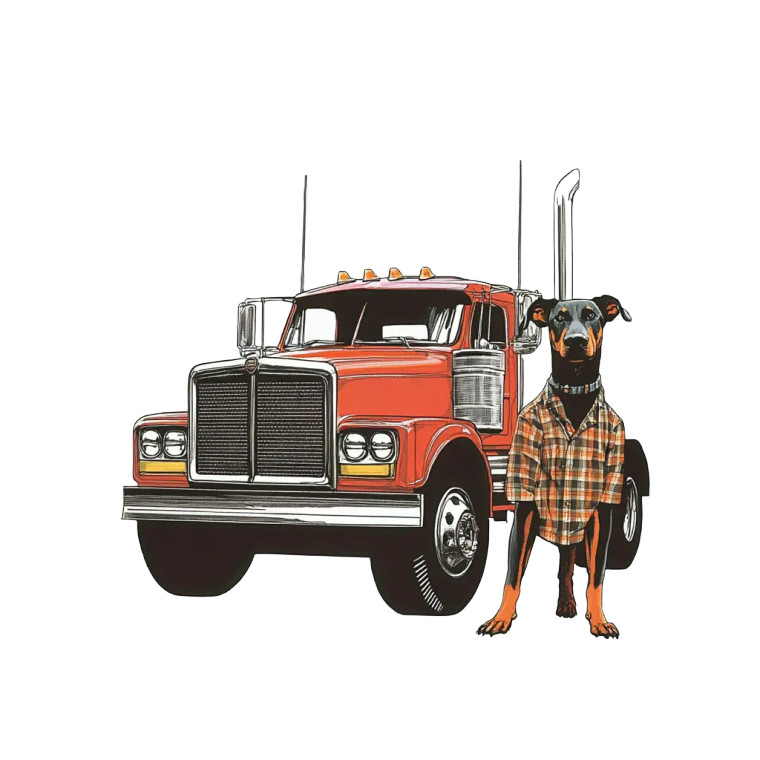 Confident Doberman In Workwear Vinyl Car Decal Sticker – Waterproof & UV-Resistant 8"