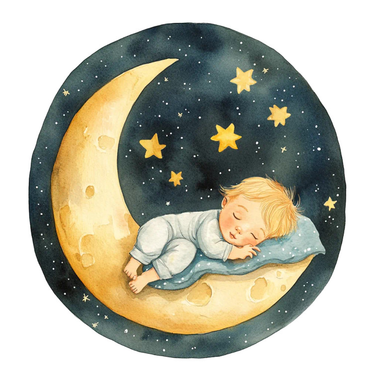 Sleeping Moon Baby Vinyl Car Decal Sticker – Waterproof & UV-Resistant 8"