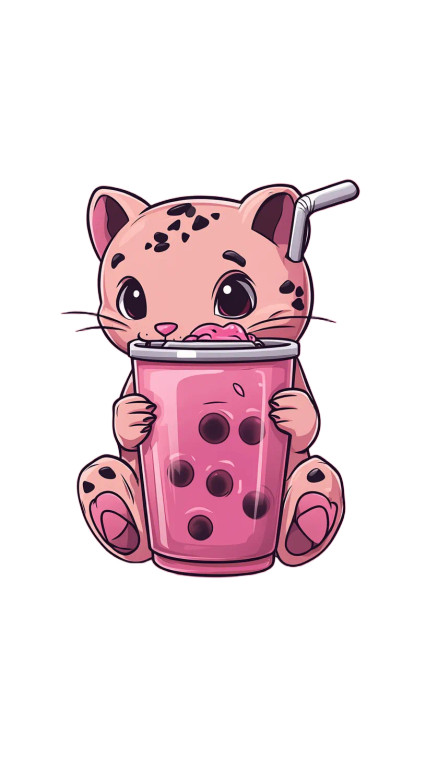 Pink Panther Boba Vinyl Car Decal Sticker – Waterproof & UV-Resistant 8"
