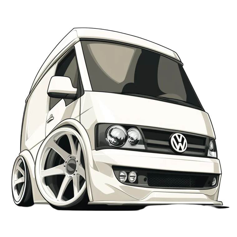 Vw Transporter Cartoon Vinyl Car Decal Sticker – Waterproof & UV-Resistant 8"