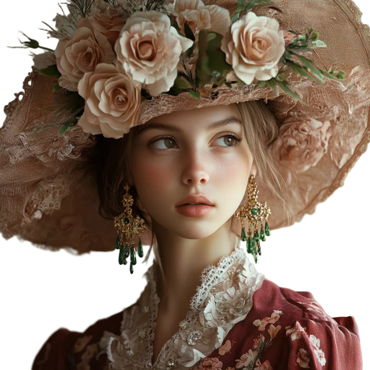 Floral Hat Portrait V2 Vinyl Car Decal Sticker – Waterproof & UV-Resistant 8"