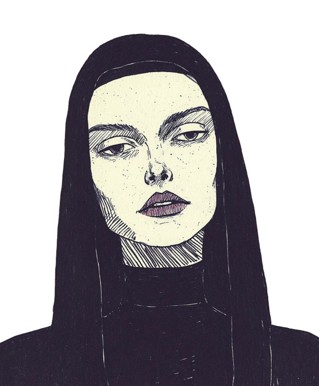 Nun Face Vinyl Car Decal Sticker – Waterproof & UV-Resistant 8"