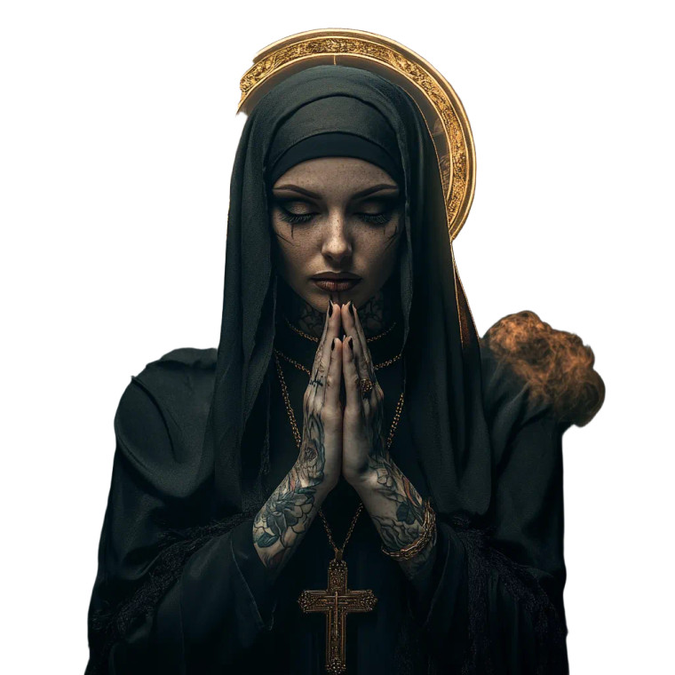 Gothic Tattooed Nun V28 Vinyl Car Decal Sticker – Waterproof & UV-Resistant 8"