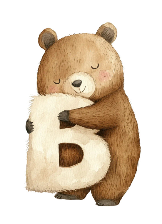 Bear Hugging B Vinyl Car Decal Sticker – Waterproof & UV-Resistant 8"