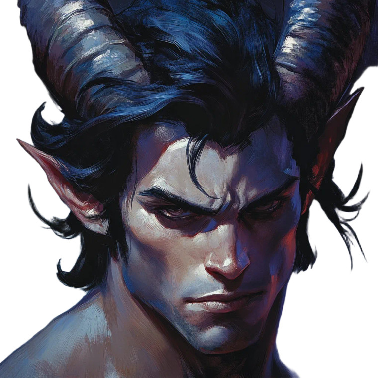 Sinister Tiefling Portrait Vinyl Car Decal Sticker – Waterproof & UV-Resistant 8"