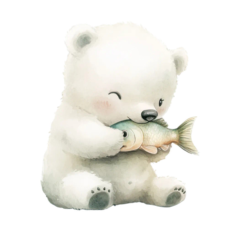 Baby Polar Bear Eating Vinyl Car Decal Sticker – Waterproof & UV-Resistant 8"