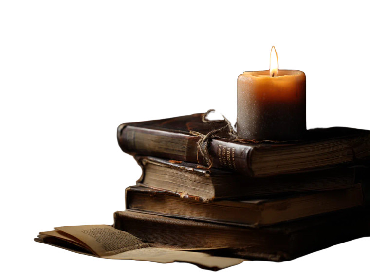 Books And Candlelight Vinyl Car Decal Sticker – Waterproof & UV-Resistant 8"