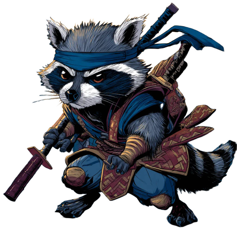 Ninja Raccoon V5 Vinyl Car Decal Sticker – Waterproof & UV-Resistant 8"