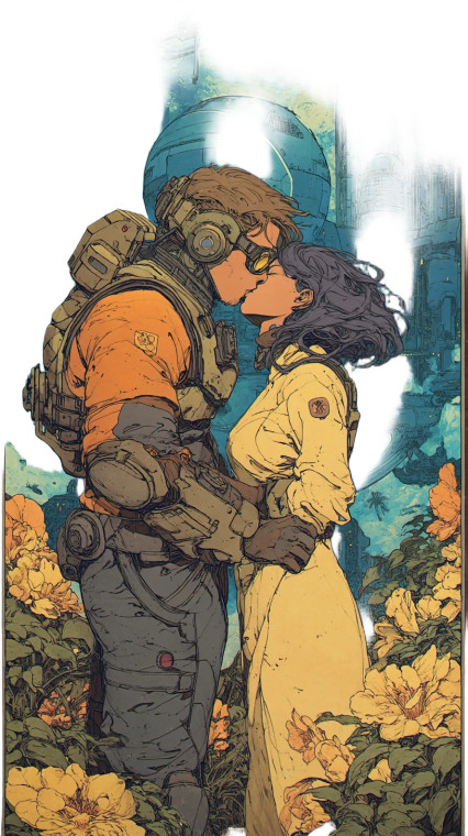 Futuristic Lovers Kiss Vinyl Car Decal Sticker – Waterproof & UV-Resistant 8"