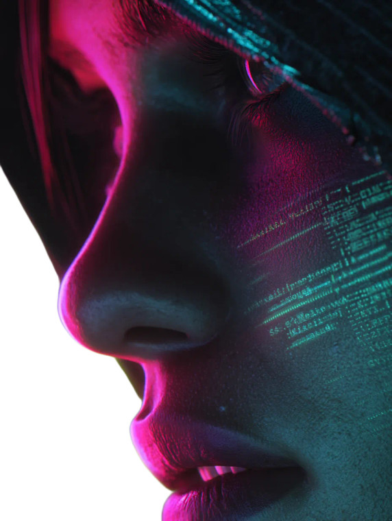 Futuristic Hacker Portrait Vinyl Car Decal Sticker – Waterproof & UV-Resistant 8"