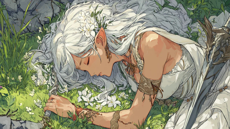 Dying Elf Goddess Vinyl Car Decal Sticker – Waterproof & UV-Resistant 8"