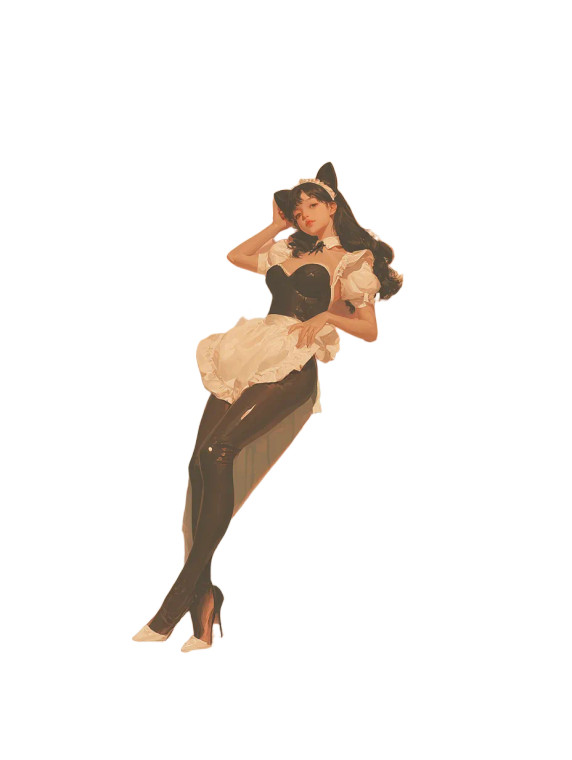 Cat-Eared Maid Vinyl Car Decal Sticker – Waterproof & UV-Resistant 8"