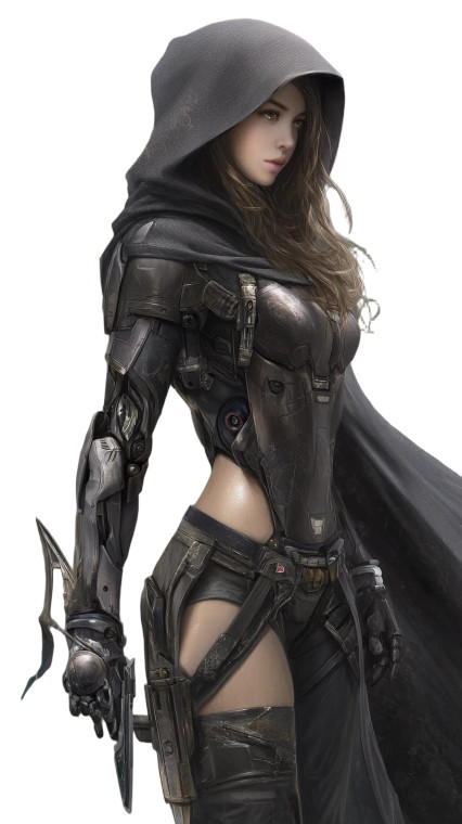 Cyberpunk Armored Female Vinyl Car Decal Sticker – Waterproof & UV-Resistant 8"