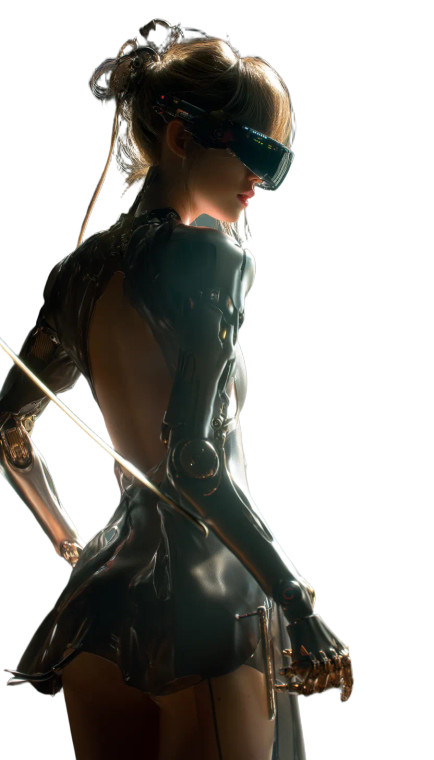 Cyber Mech Girl Vinyl Car Decal Sticker – Waterproof & UV-Resistant 8"