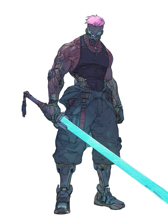 Muscular Cyborg Warrior Vinyl Car Decal Sticker – Waterproof & UV-Resistant 8"