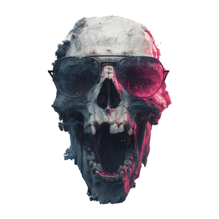 Boujee Skull Illustration Vinyl Car Decal Sticker – Waterproof & UV-Resistant 8"