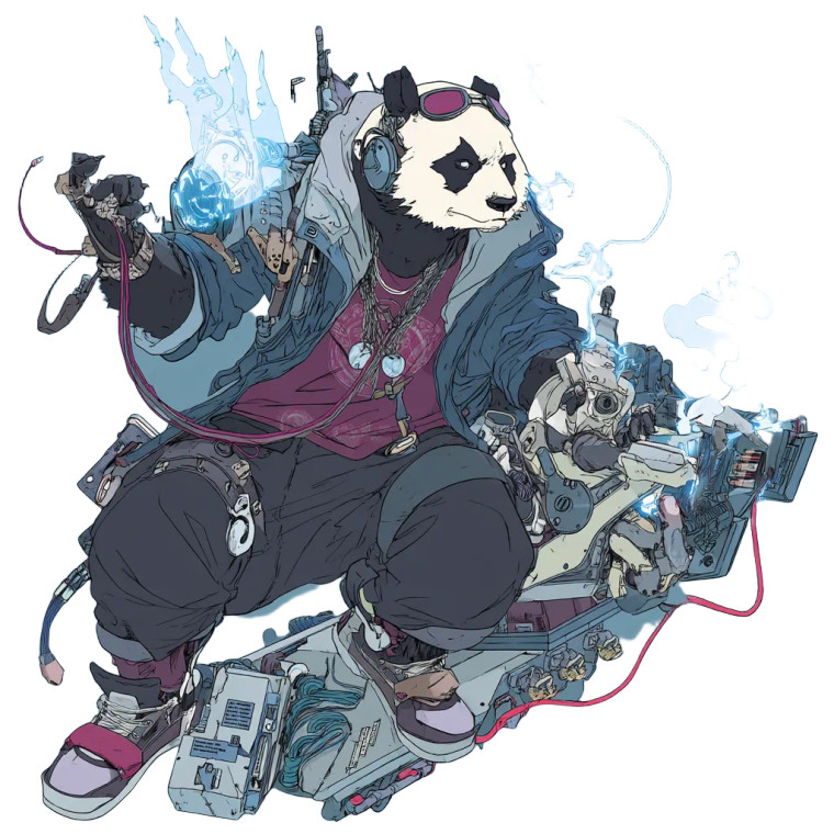 Cyberpunk Panda Vinyl Car Decal Sticker – Waterproof & UV-Resistant 8"